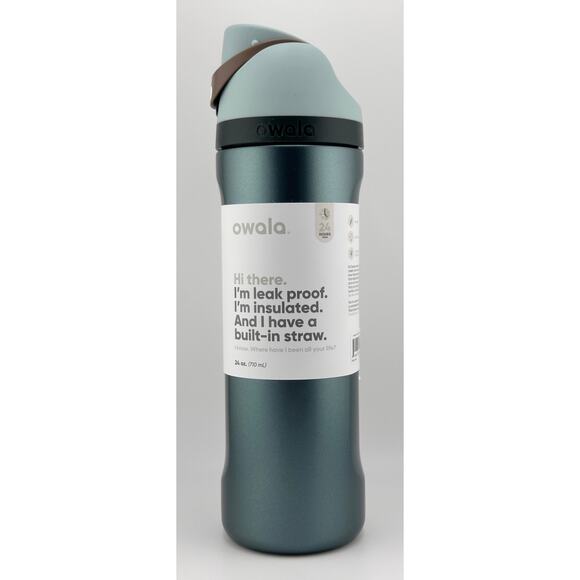 Owala HOLIDAY EDITION 24 oz FreeSip Water Bottle, METALLIC WINTERGREEN GREEN - Picture 3 of 7